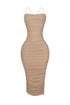 Gemma Rhinestone Mesh Ruched Dress